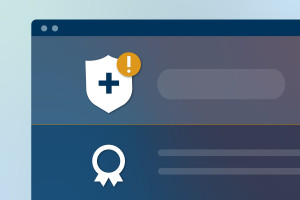 This graphic shows three icons. The largest icon represents patents. The second two icons are slightly smaller and represent patent fraud alerts and patent fraud stats